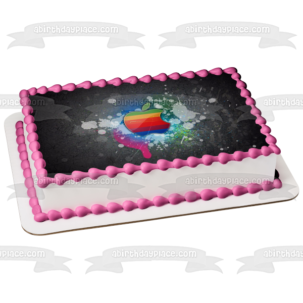 Apple Mac Computer Vintage Rainbow Edible Cake Topper Image ABPID00485 For Cheap