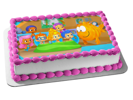 Bubble Guppies Tea Party Gil Molly Deema Goby Oona Nonny Edible Cake Topper Image ABPID00801 Hot on Sale