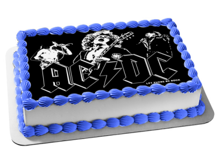 AC DC Let There Be Rock Black & White Edible Cake Topper Image ABPID00723 Online Hot Sale