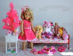 American Girl Fashion Doll with a Dog Unicorn and Accessories Edible Cake Topper Image ABPID00461 Fashion