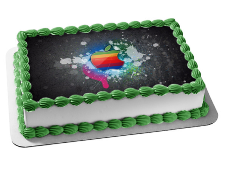 Apple Mac Computer Vintage Rainbow Edible Cake Topper Image ABPID00485 For Cheap