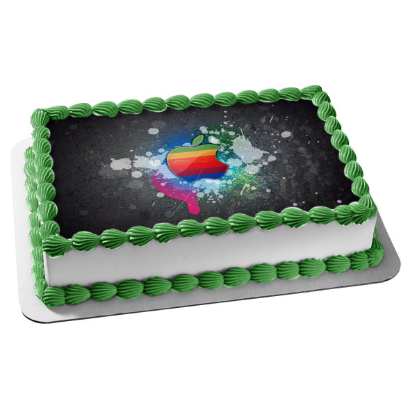 Apple Mac Computer Vintage Rainbow Edible Cake Topper Image ABPID00485 For Cheap