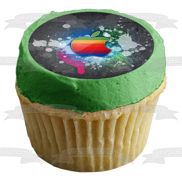 Apple Mac Computer Vintage Rainbow Edible Cake Topper Image ABPID00485 For Cheap